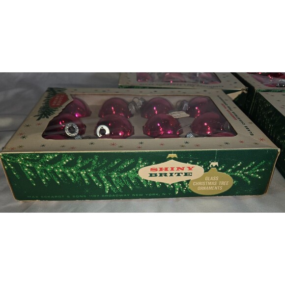 Shiny Brite Mercury Glass 72 Ornaments Pink Fuchsia Pastel Original Box 1960s - Picture 10 of 16
